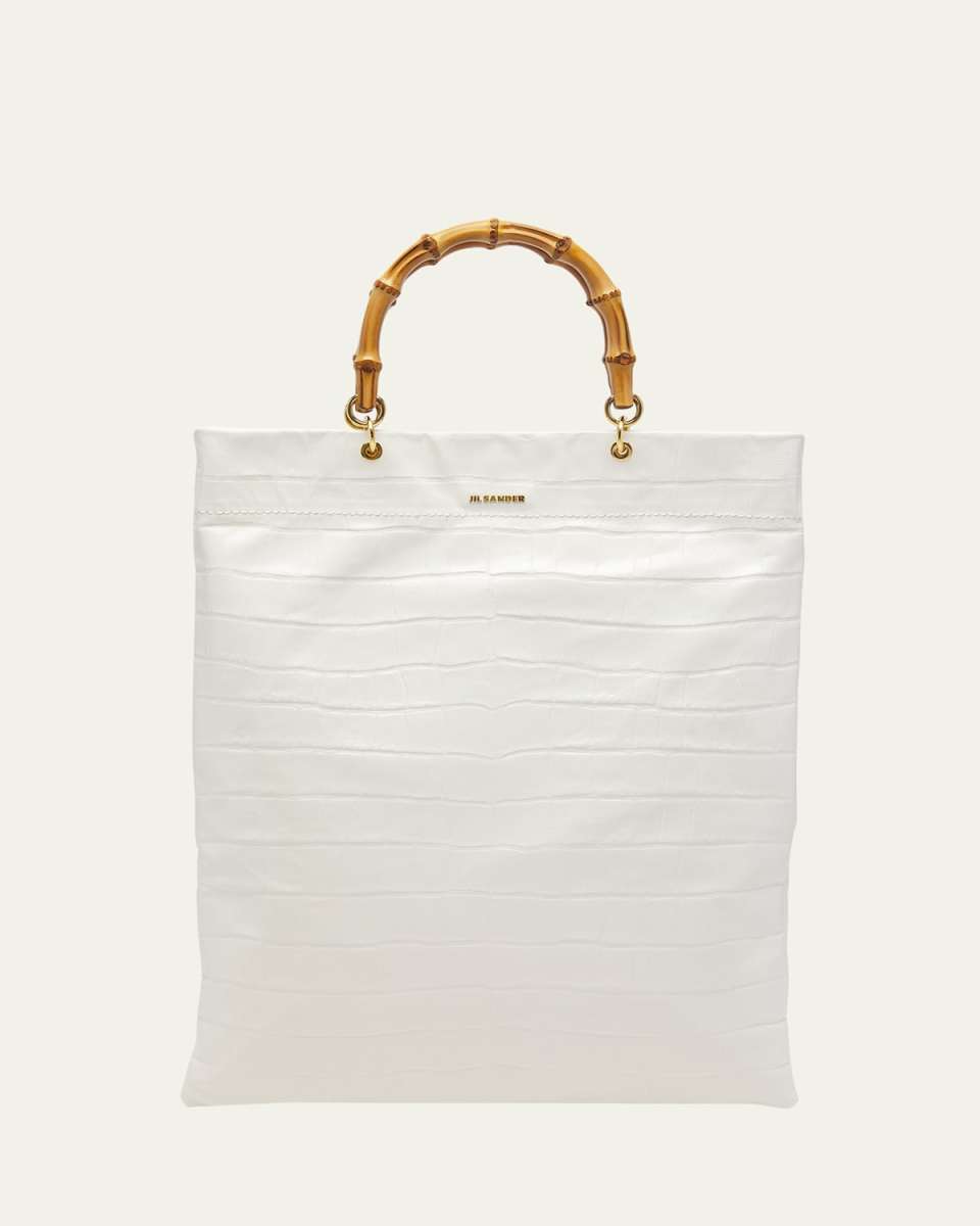 Medium Croc-Embossed Shopper Tote Bag