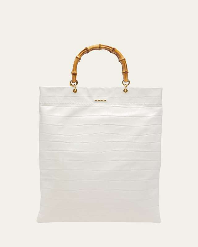 Medium Croc-Embossed Shopper Tote Bag