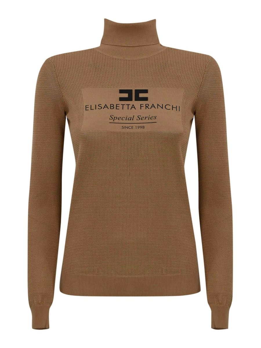 Elisabetta Franchi Pull Col Rond - Marron