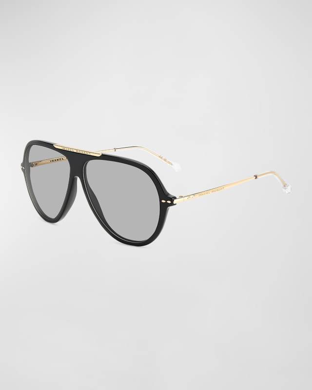 Logo Mixed-Media Aviator Sunglasses