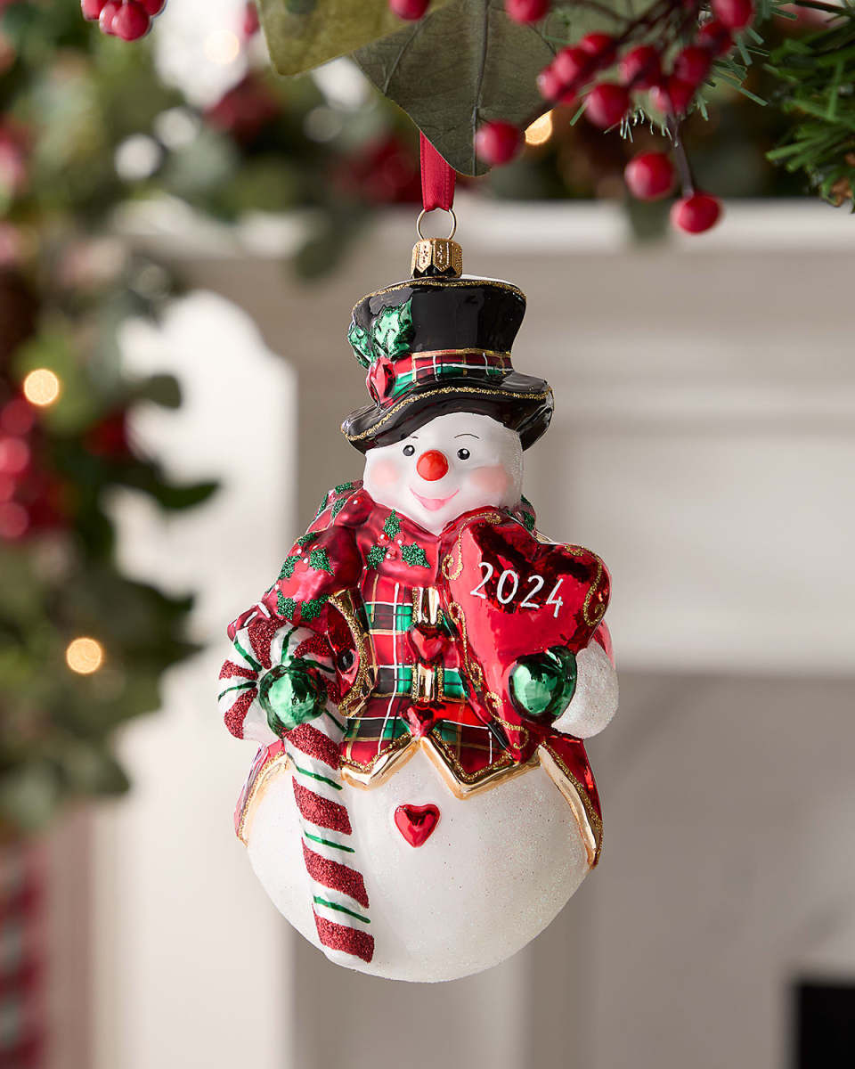 Snowman with Heart Christmas Ornament