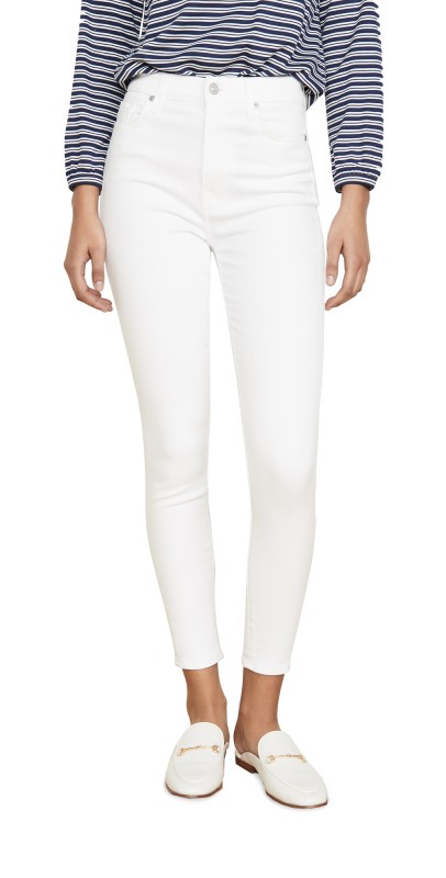 7 For All Mankind High Waist Ankle Skinny Jeans Slim Illusion White