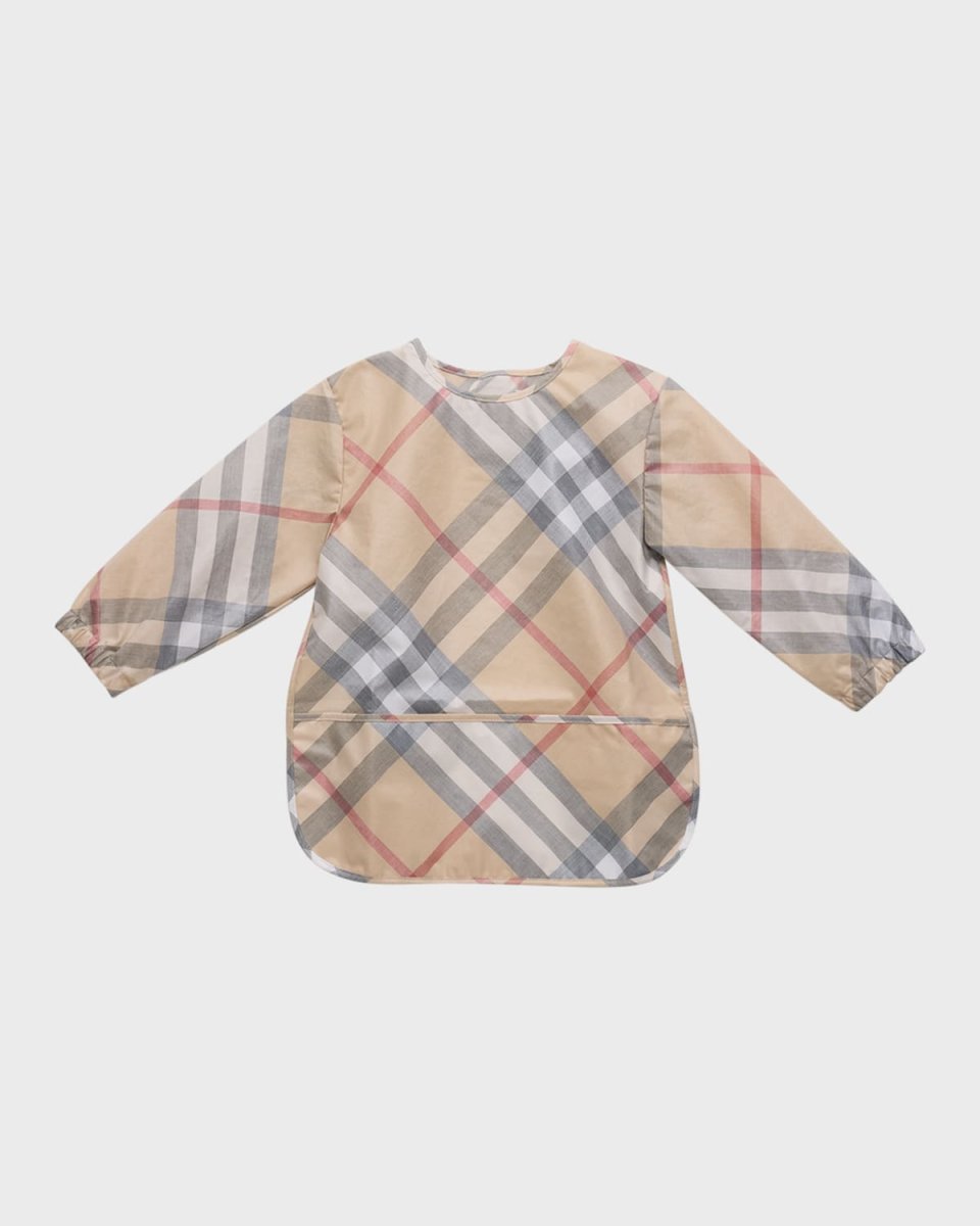 Girl's Shay Check-Print Bib, Size 6M-18M