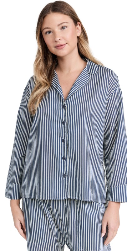THE GREAT. The Pajama Shirt Horizon Stripe