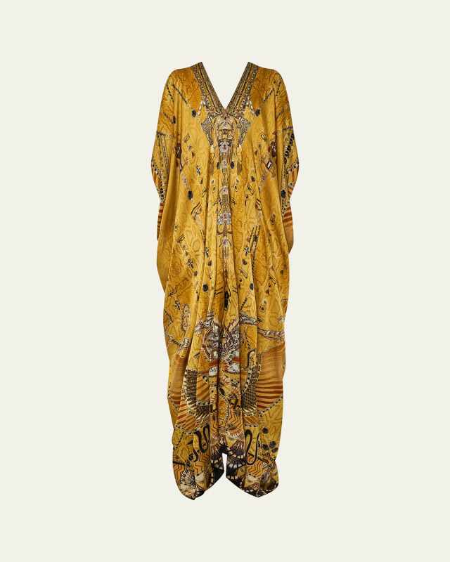 Valley of the Kings Zip-Front Draped Maxi Dress