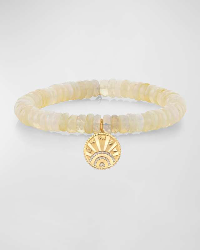 14K Yellow Gold Small Pave Diamond Luck Coin Bracelet