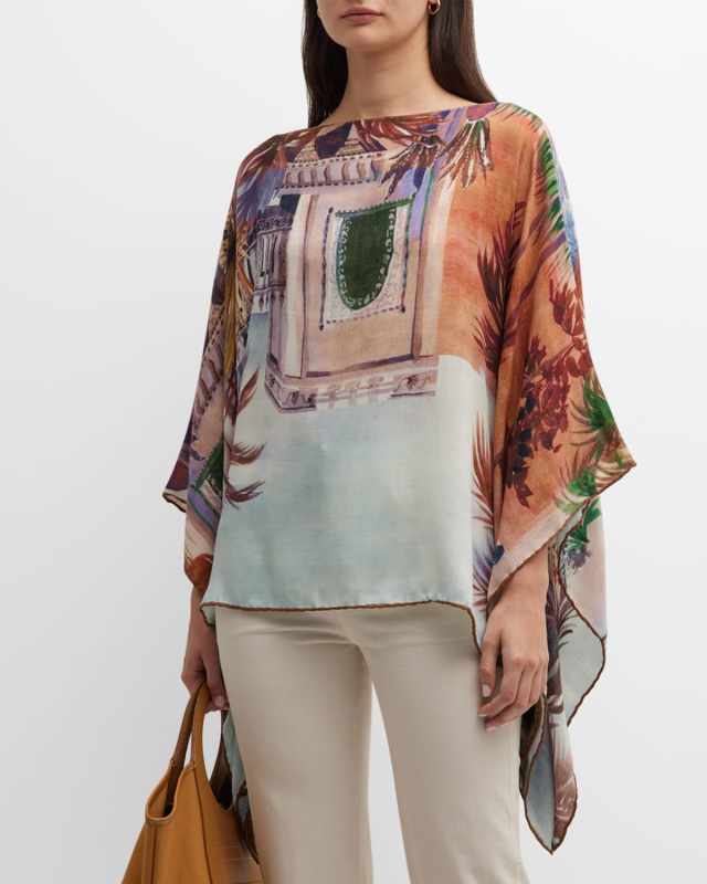 Roma Cashmere-Blend Poncho