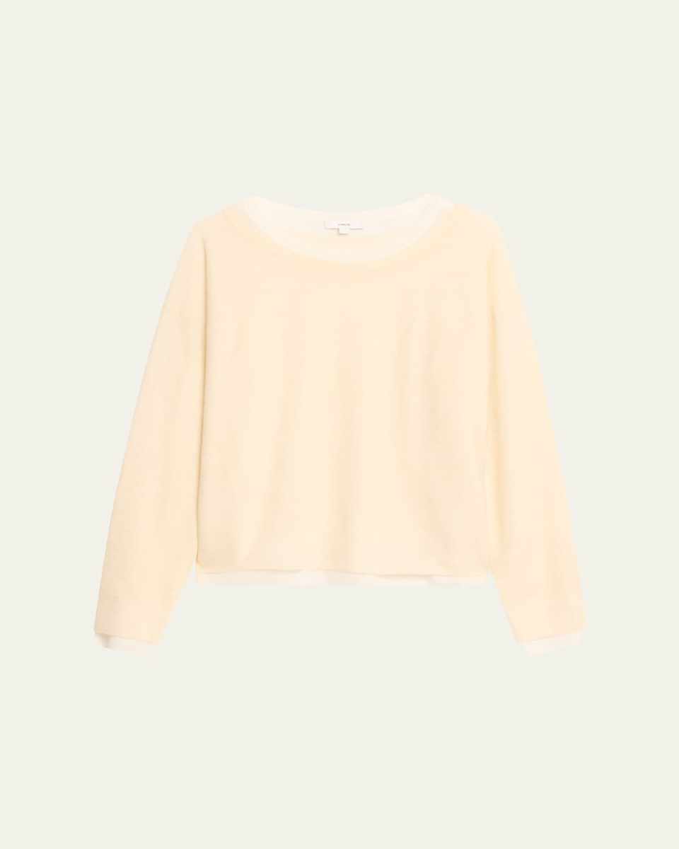 Wool and Silk Double-Layer Crop Sweater