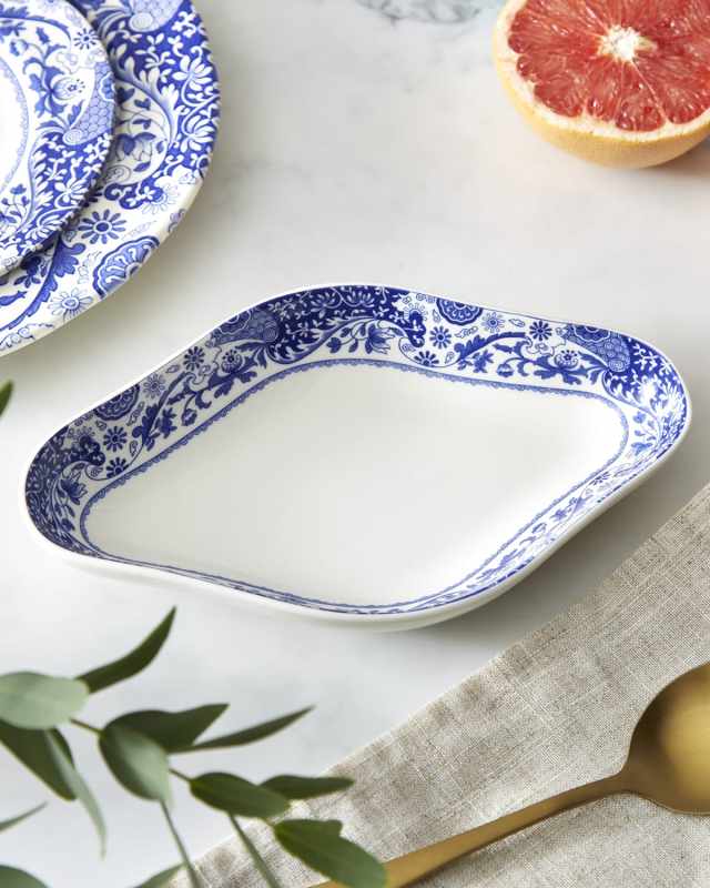 Blue Italian Brocato Diamond Dish