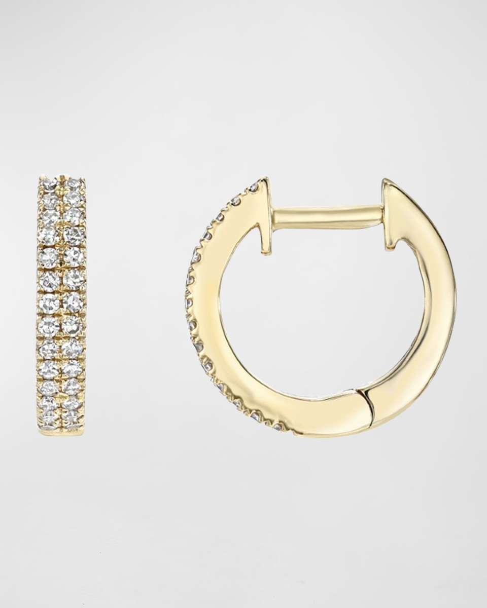 Double Diamond Huggie Earrings