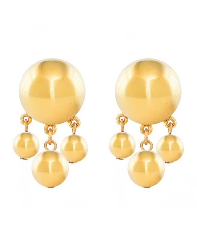 Gold Ball with Dangle Clip-On Earrings