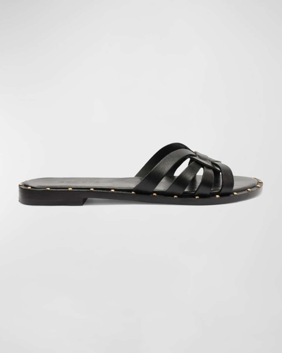 Phoenix Studded Leather Flat Sandals