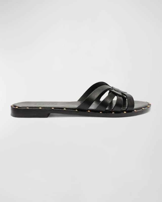 Phoenix Studded Leather Flat Sandals