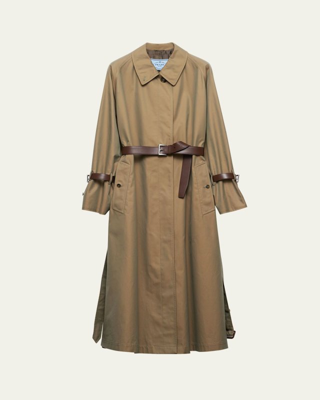 Single-Breasted Cotton Twill Trench Coat