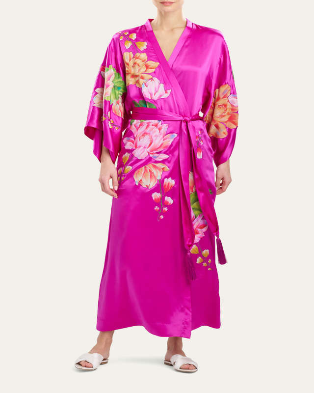 Hanabi Couture Floral Applique Charmeuse Rob