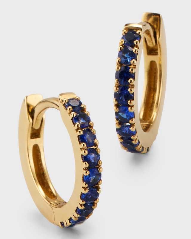 14K Yellow Gold Pave Small Huggie Earrings