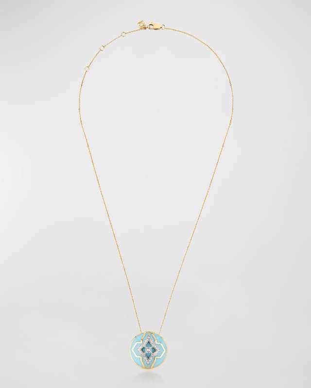 18K Yellow Gold Riva Blue Jodhpur Wanderlust Pendant Necklace, 16-18"L