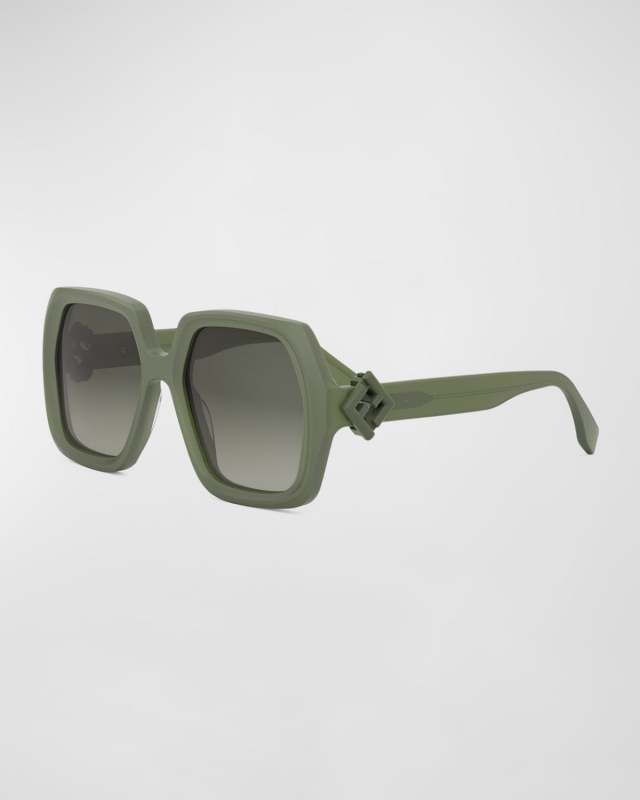 Fendi Diamond Green Acetate Square Sunglasses