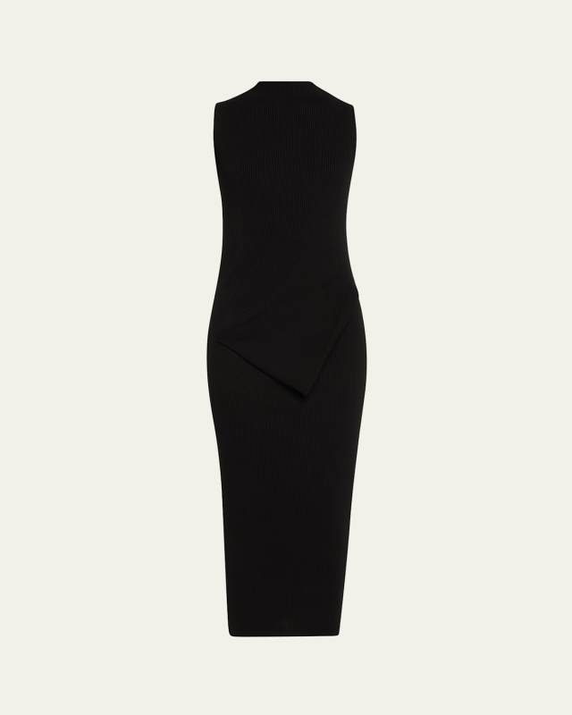 Long Ribbed Mockneck Body-Con Dress