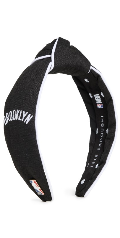 Lele Sadoughi Lele x Brooklyn Nets Embroidered Headband Jet 001