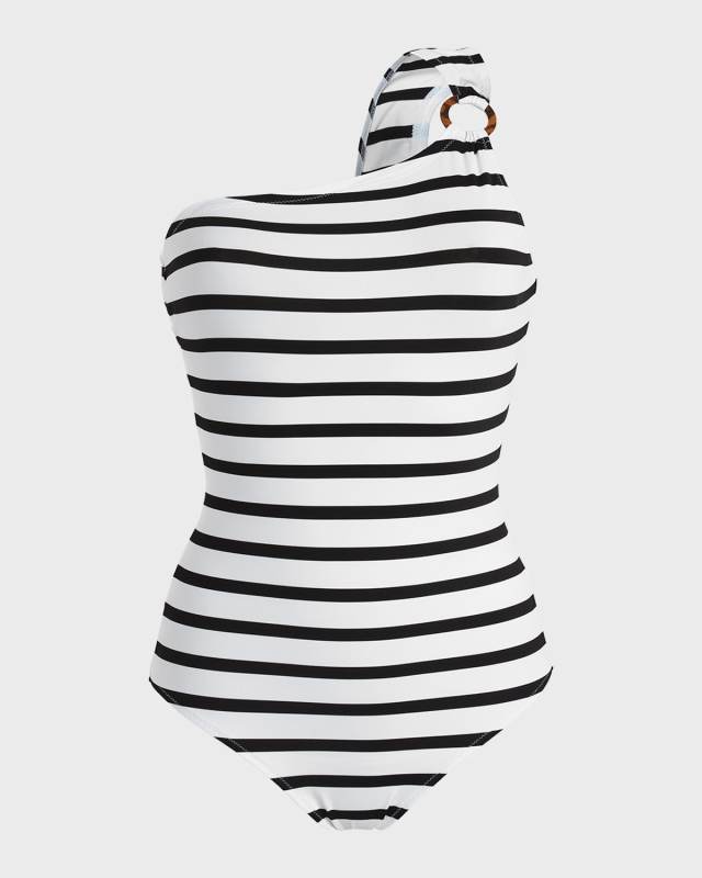 Striped Jersey One-Piece Swimsuit