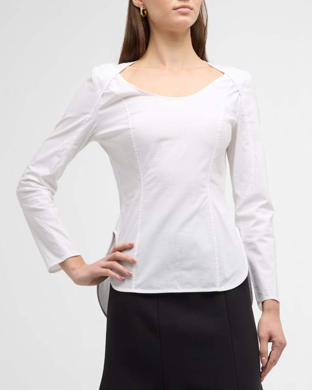 Leyia Scoop-Neck Side-Slit Shirt