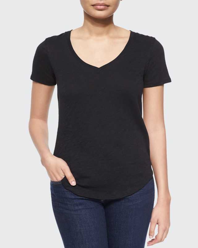 Short-Sleeve V-Neck Slub Jersey T