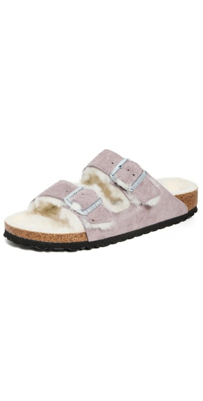 Birkenstock Arizona Shearling Sandals Faded Purple