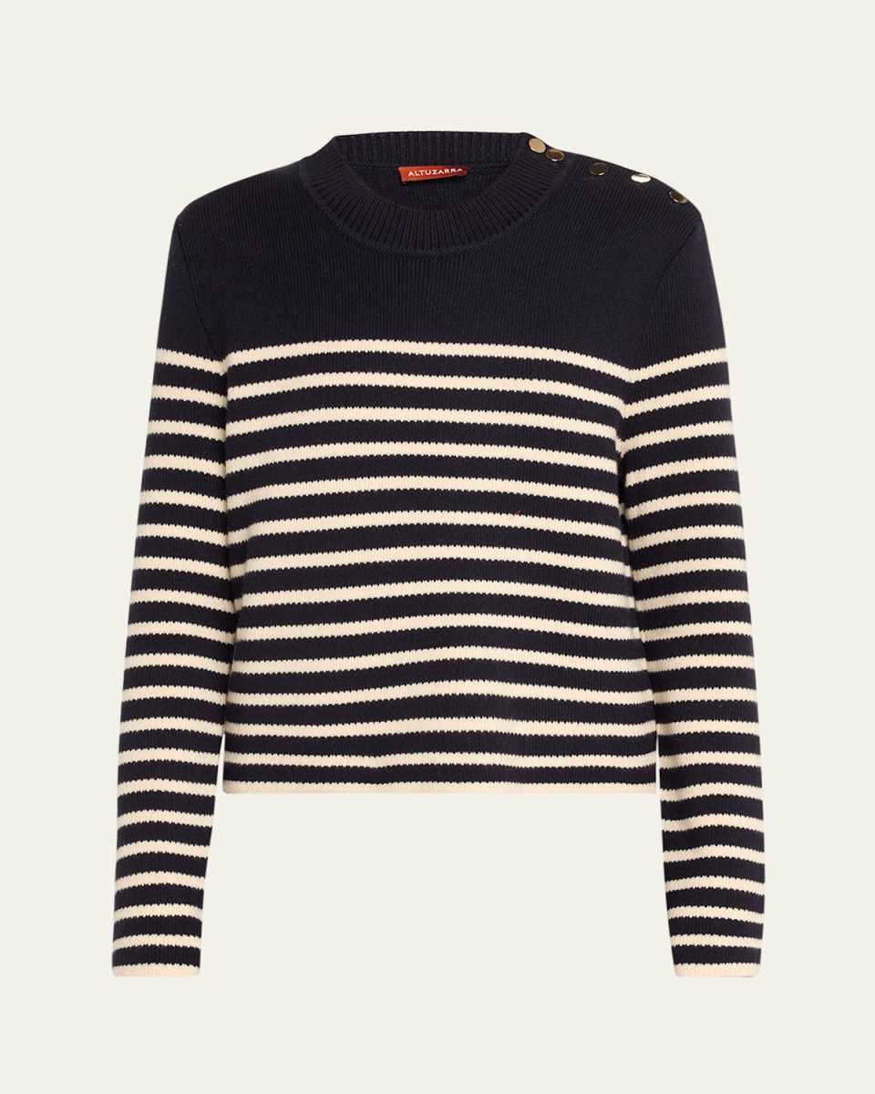 Oz Cashmere-Blend Striped Sweat