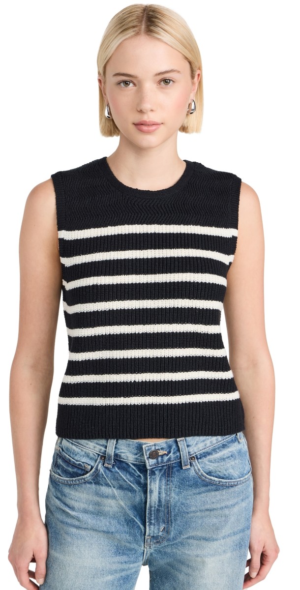 rag & bone Jen Stripe Tank Black