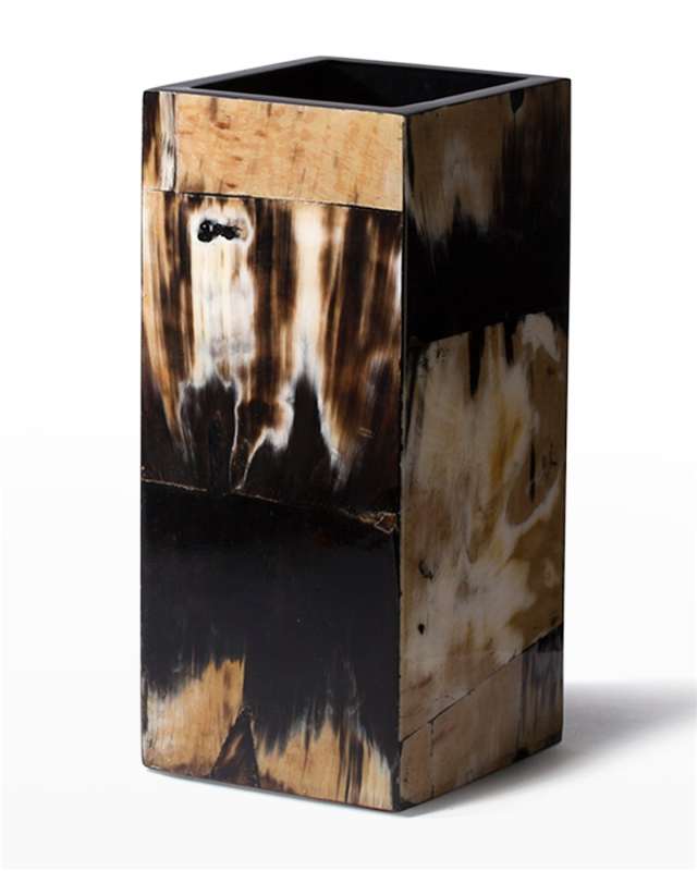 Horn Veneer 12" Square Vase