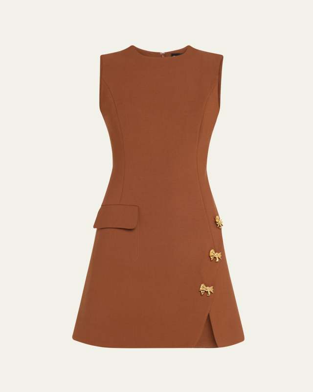 Split Skirt Short Dress with Bow Details