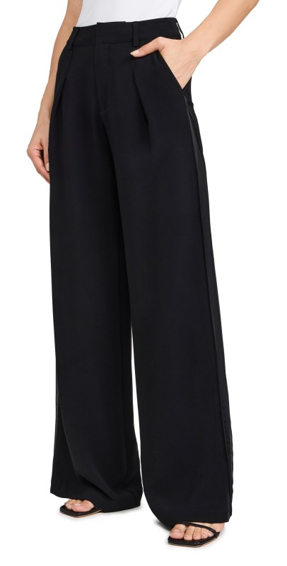 La Ligne Pleated Trousers With GGT Side Stripe Black
