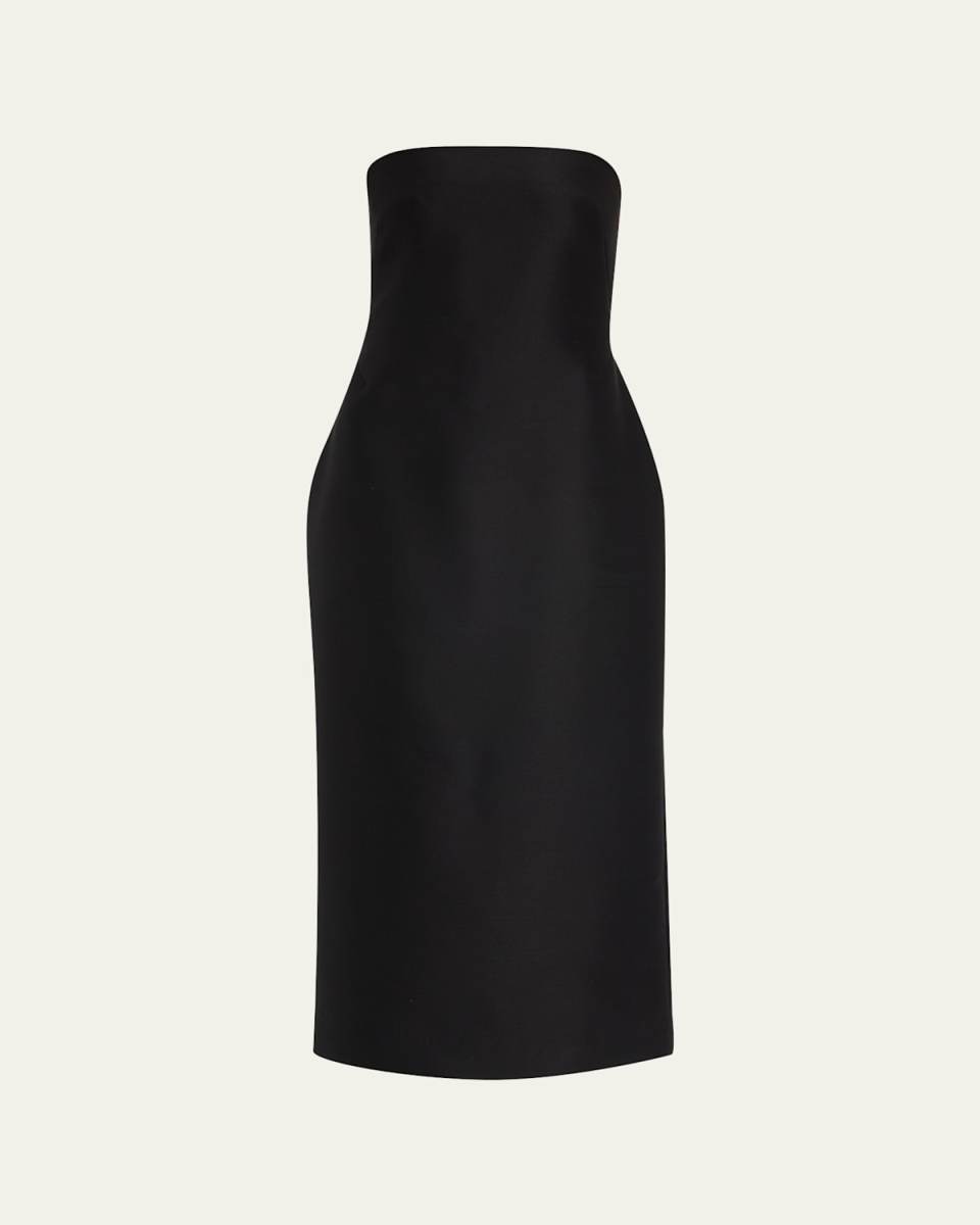 Nita Strapless Wool Midi Dress