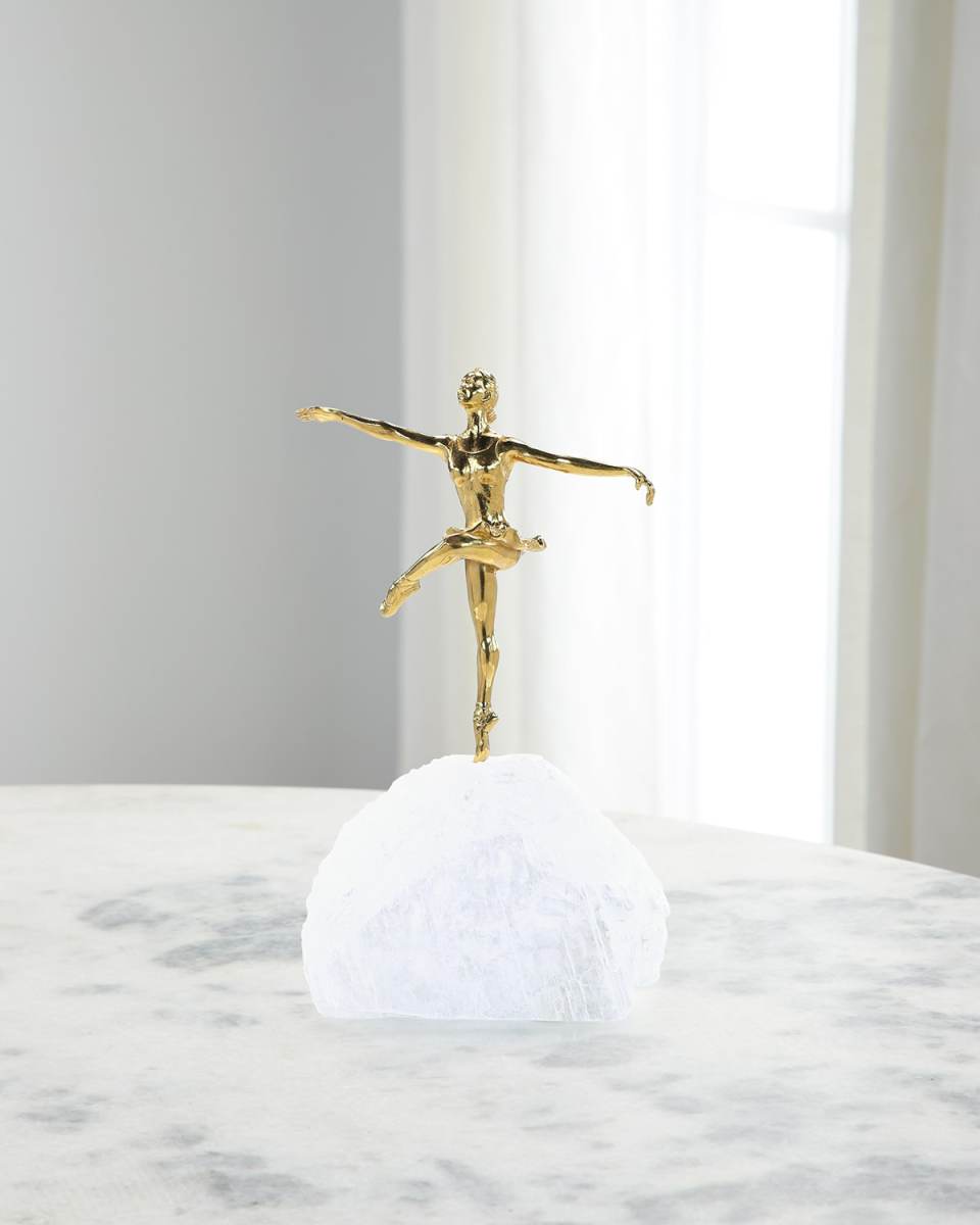Brass Dancer on Selenite Sculpture