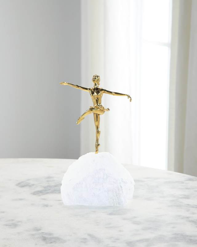Brass Dancer on Selenite Sculpture
