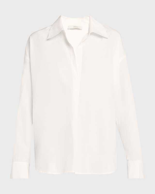 Half-Placket Long-Sleeve Cotton Shirt