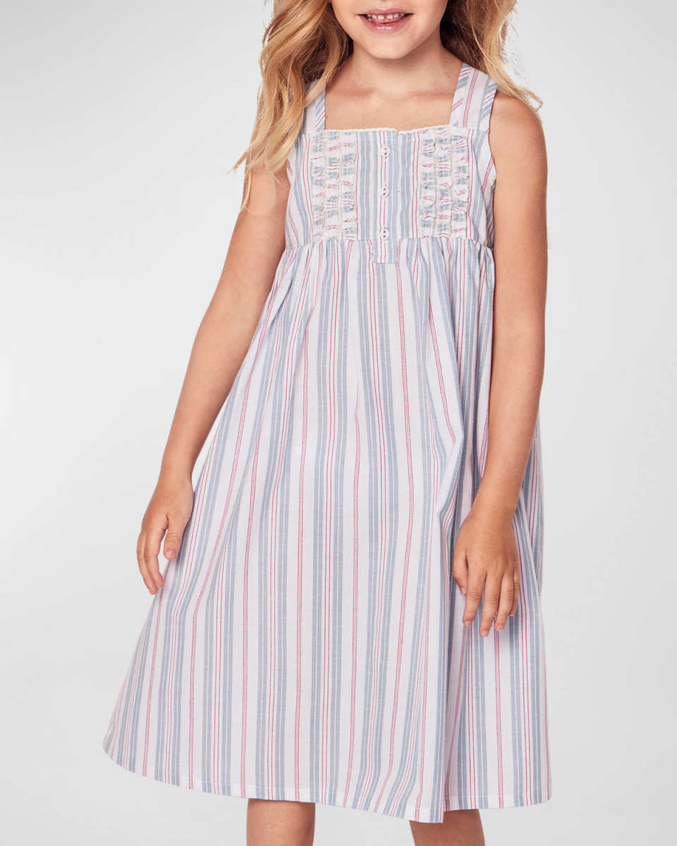 Kid's Charlotte Cotton Stripe Nightgown, Size 6M-12