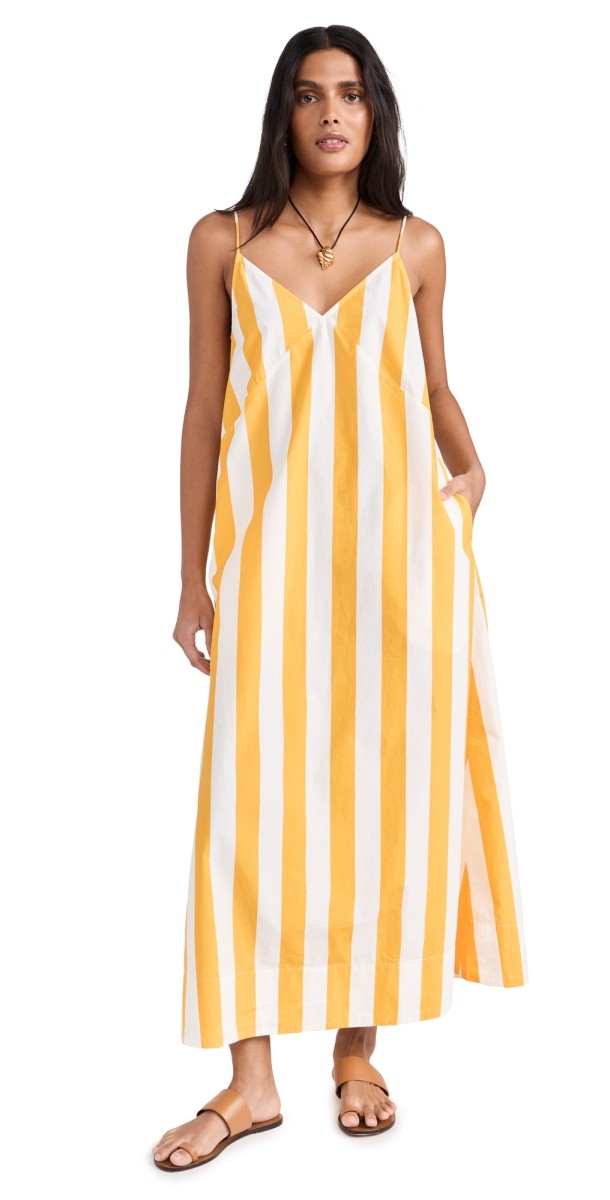 RHODE Nadia Dress Tangerine Cabana Stripe