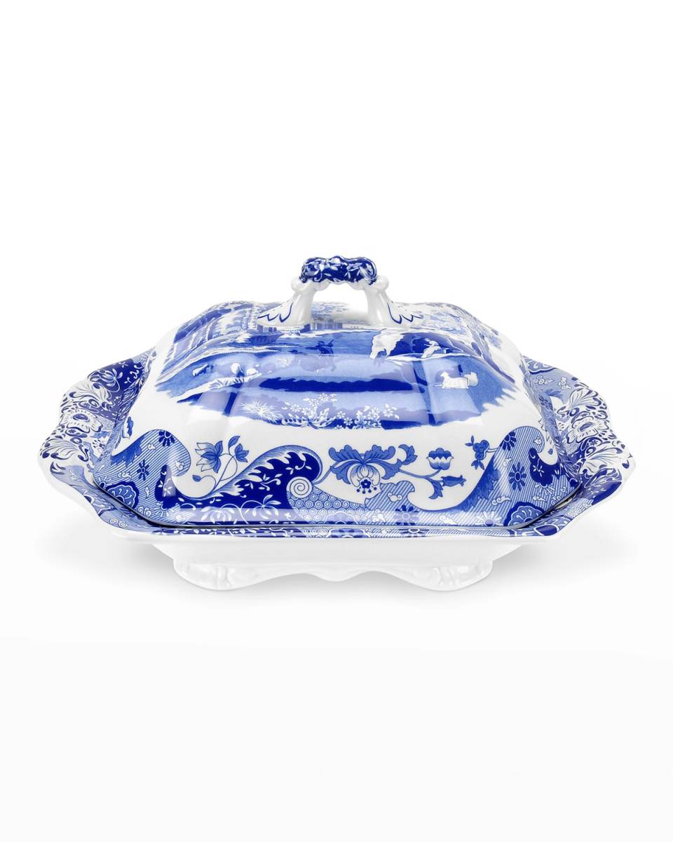 Blue Italian Vegetable Dish and Cover