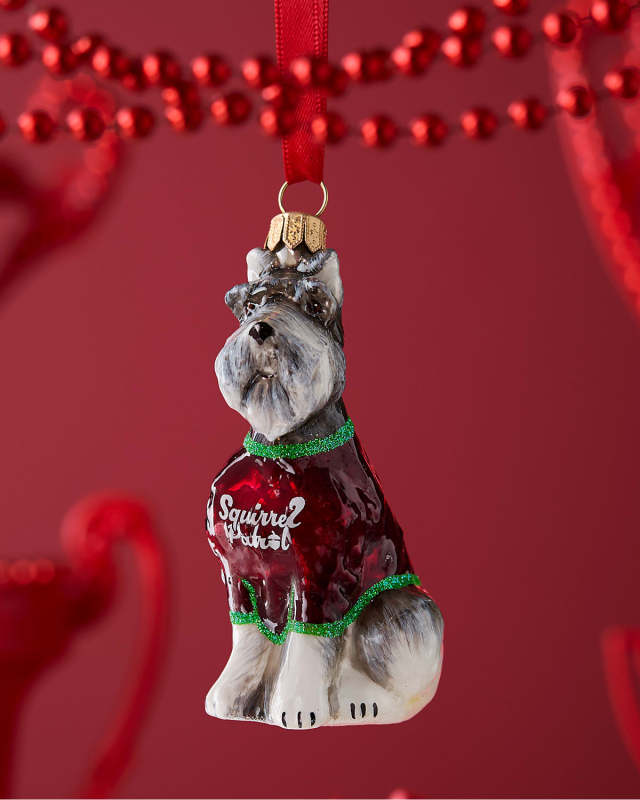 Schnauzer W/ Squirrel Patrol T-Shirt Christmas Ornament