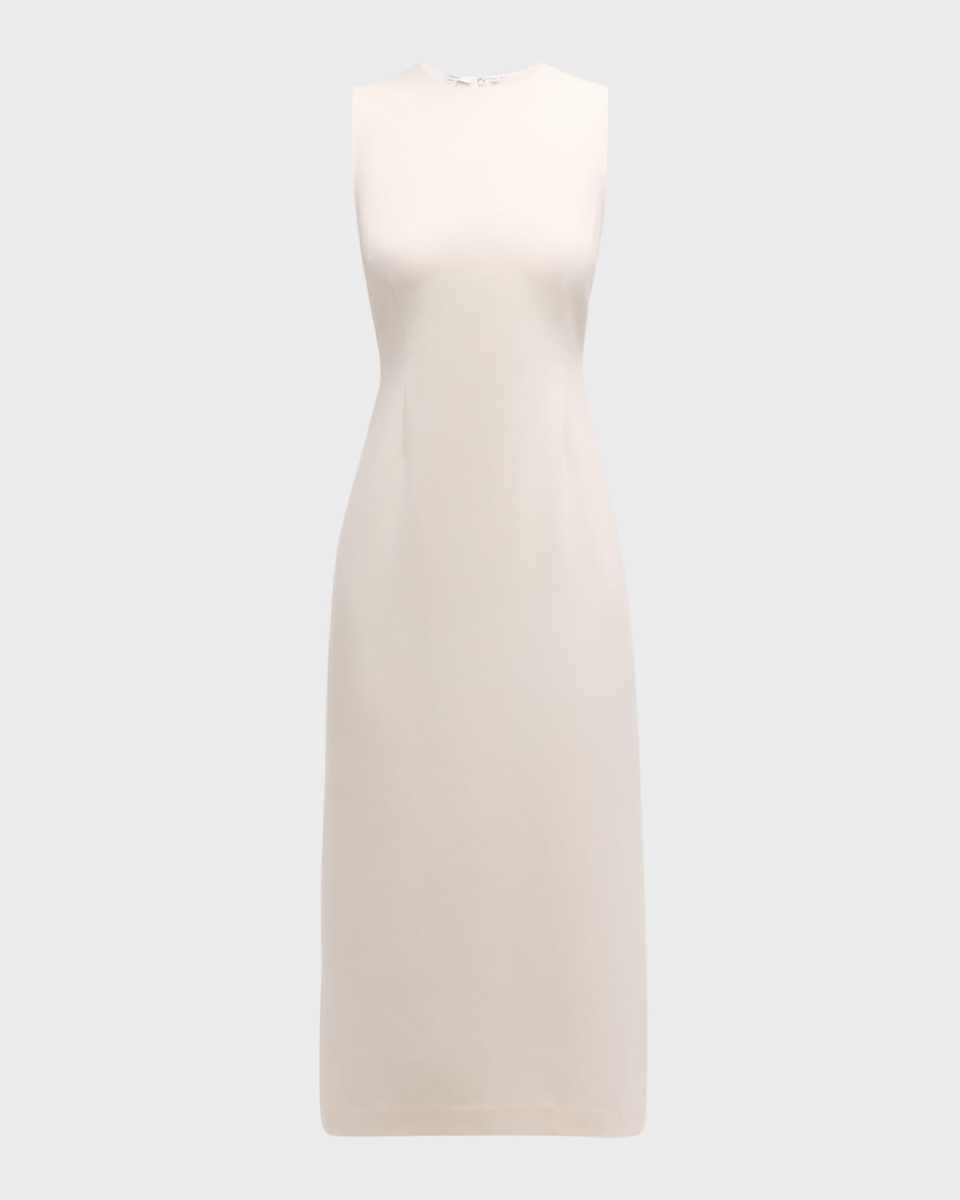 Crewneck Sleeveless Midi Sheath Dress