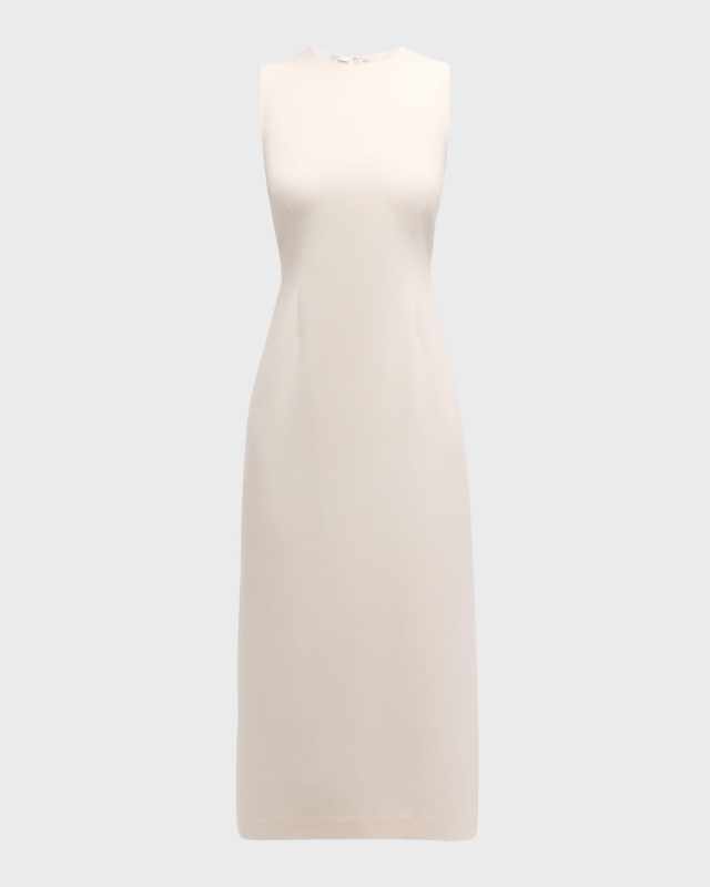 Crewneck Sleeveless Midi Sheath Dress