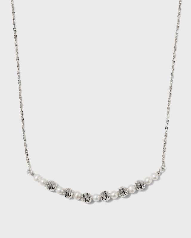 Platinum Pearl and Bead Necklace