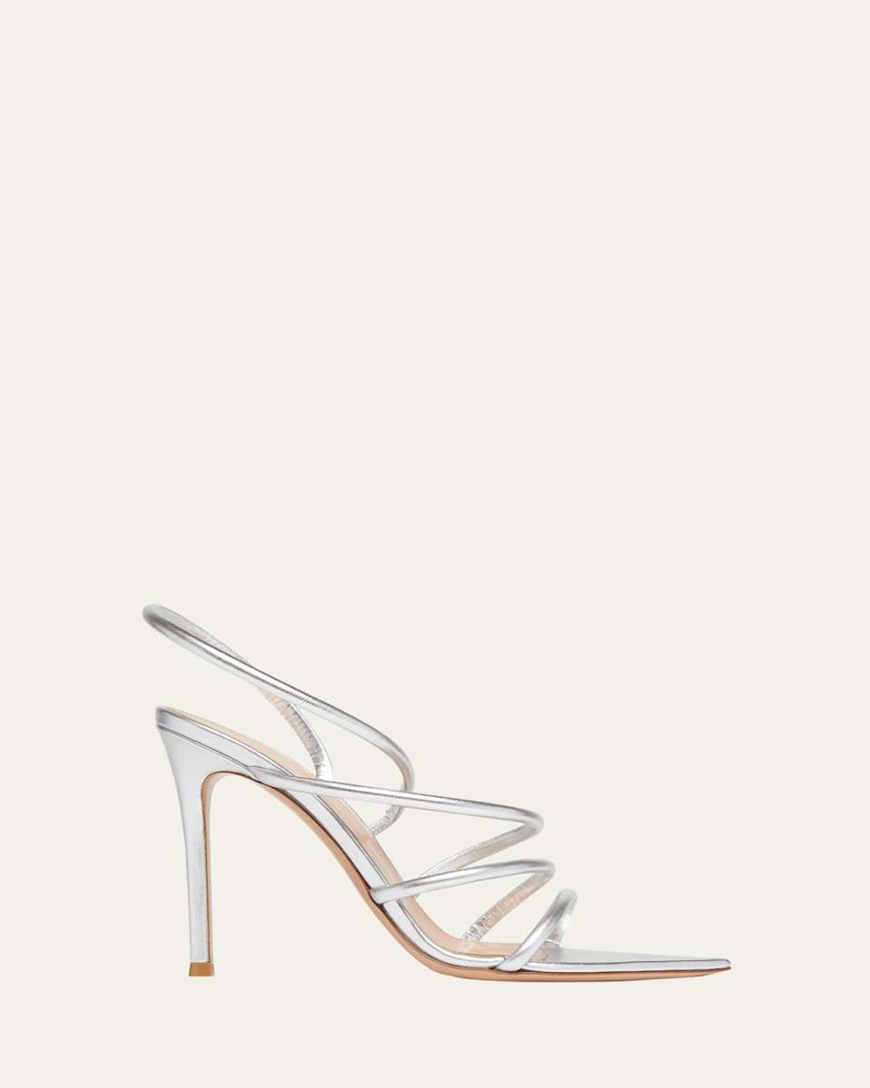 Metallic Leather Strappy Sandals