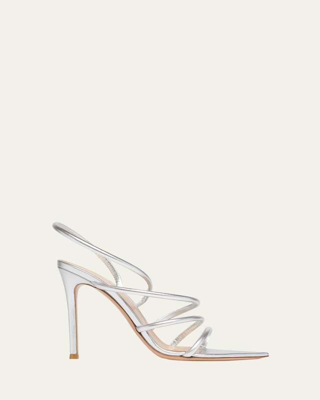 Metallic Leather Strappy Sandals