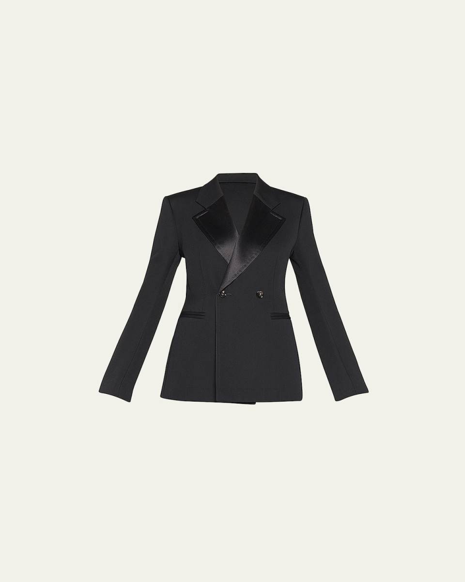 Compact Wool Two-Button Blazer Jacket