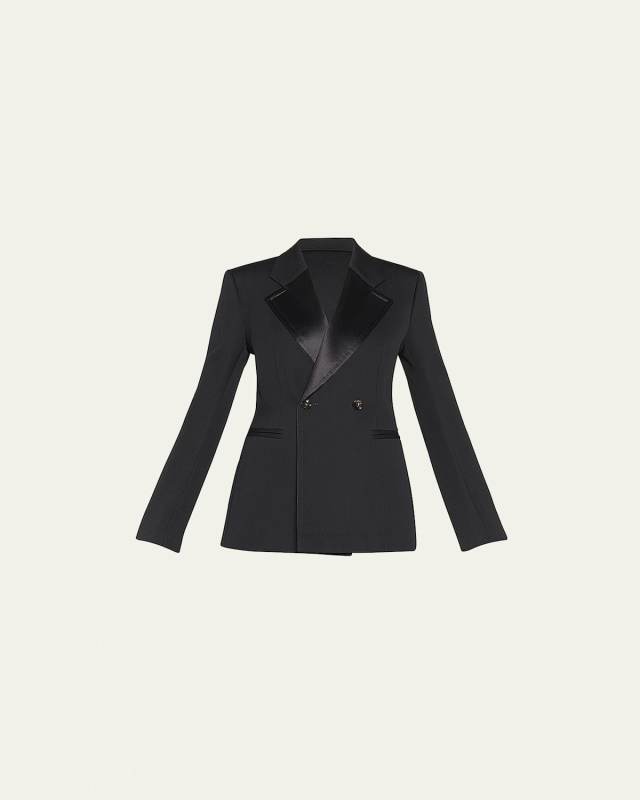 Compact Wool Two-Button Blazer Jacket