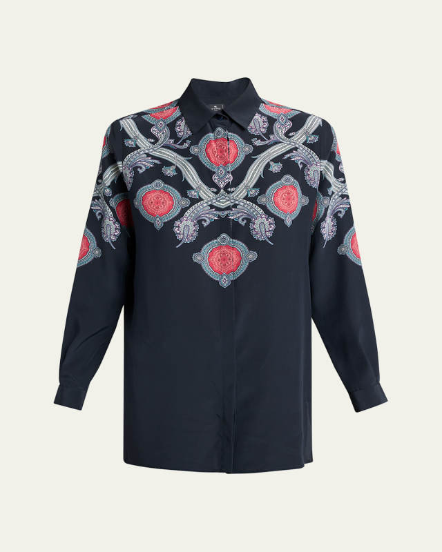 Printed Button-Front Shirt