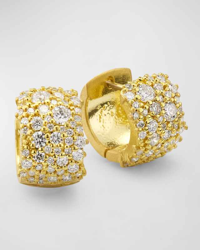 Sunburst Diamond Huggie Hoop Earrings